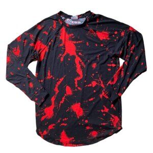 LuLaRoe Erin Unisex Raglan Sleeve Top Halloween Splatter T-Shirt Red Black M 2XL